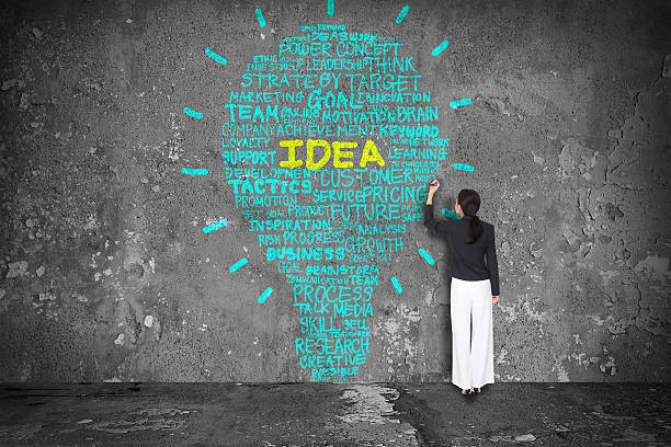 istock Business concept with idea words drawing a light bulb 482302588