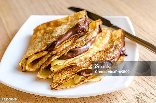 Crepes With Chocolate Cream Stock Photo - Download Image Now - Crêpe - Pancake, Chocolate, Pancake