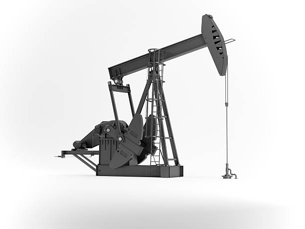 oil rig on white black oil rig on white pump jack stock pictures, royalty-free photos & images