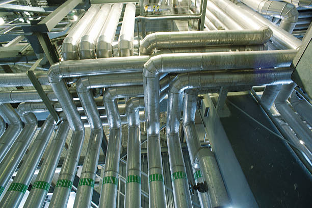 istock Industrial zone, Steel pipelines, valves and tanks 482307682