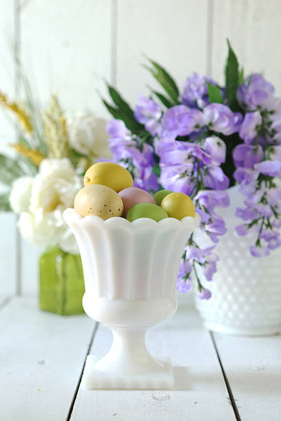 Colorful Easter Holiday Themed Still Life Scene in Natural Light
