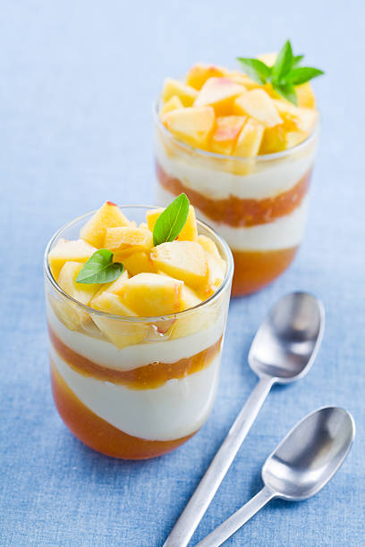 Glasses Of Peach Panna Cotta