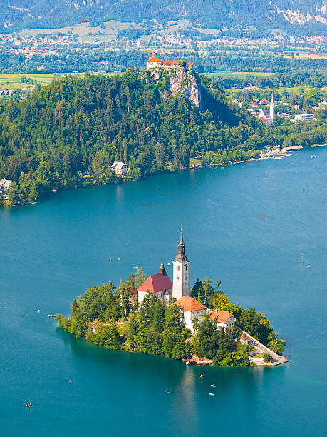 istock Bled lake with island church and castle 482311070