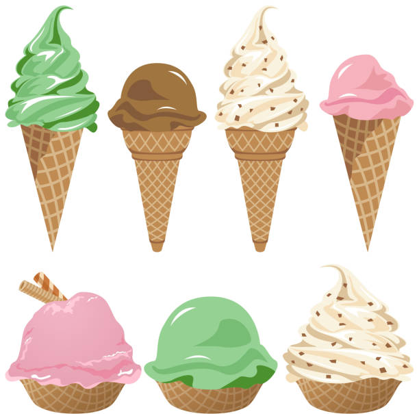 ilustraciones, imágenes clip art, dibujos animados e iconos de stock de cono de helado - ice cream cone