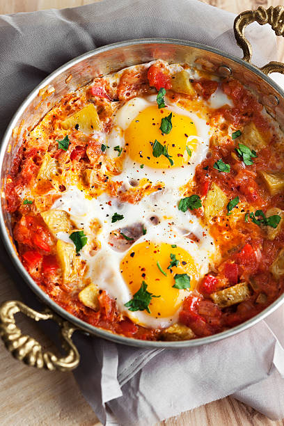 tomatoes and eggs stock photo