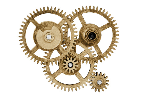 Clock gear set isolated on white