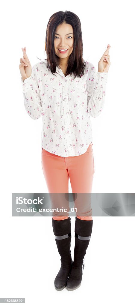 Asiático Jovem mulher vestindo roupas casual isolado fundo branco - Royalty-free 20-24 Anos Foto de stock