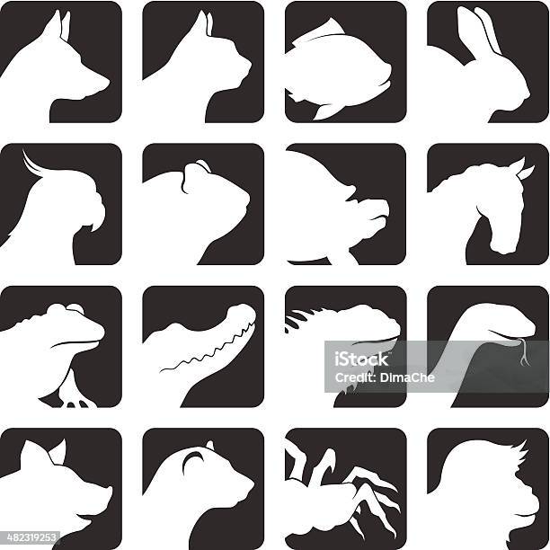 Pets Icon Set Stock Illustration - Download Image Now - In Silhouette, Domestic Cat, Rabbit - Animal