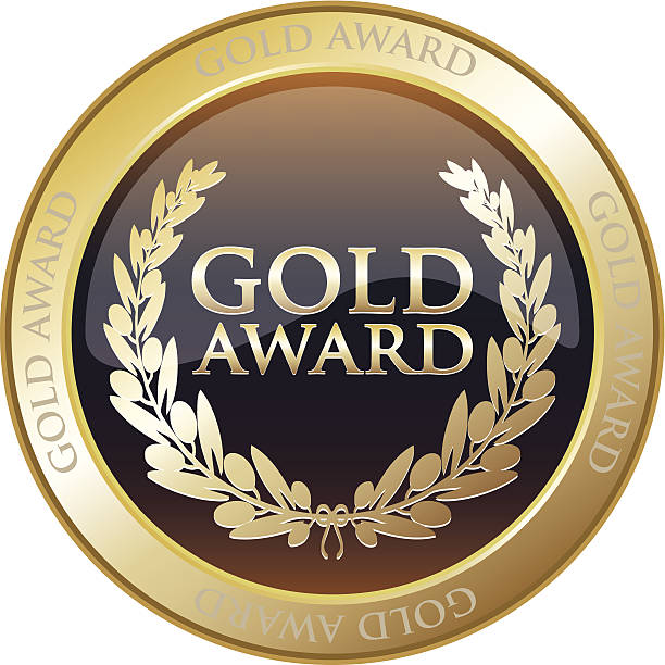 illustrazioni stock, clip art, cartoni animati e icone di tendenza di medaglia d'oro award - seal stamper business medal certificate