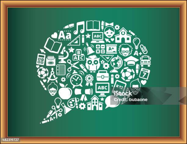 Education School And Education Speech Bubble Blackboard Collection Stock Illustration - Download Image Now