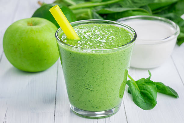 istock Healthy smoothie with green apple, spinach, lime and coconut milk 482322584