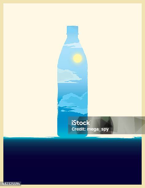 Bottle Of Drinking Water Illustration Stock Illustration - Download Image Now - 12 O'Clock, 2015, Abstract