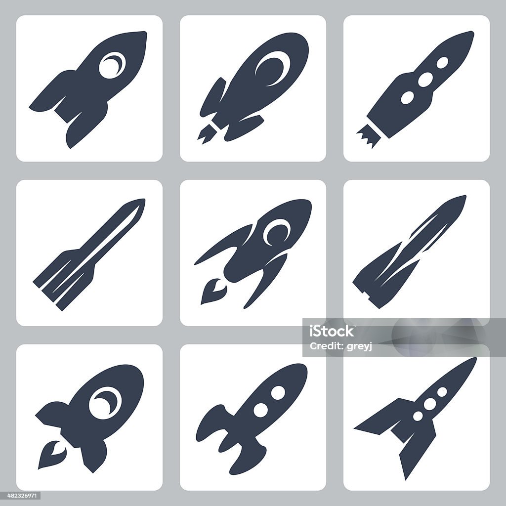 Vector isolated rockets icons set Rocketship stock vector