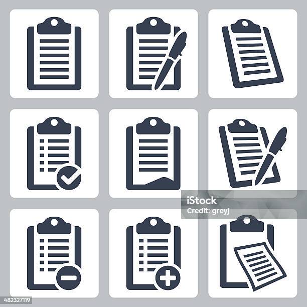 Vector Isolated Clipboard Checklist Icons Set Stock Illustration - Download Image Now - Clipboard, Icon Symbol, Registration Form