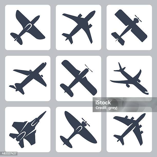 Vector Isolated Plane Icons Set Stock Illustration - Download Image Now - Airplane, In Silhouette, Icon Symbol