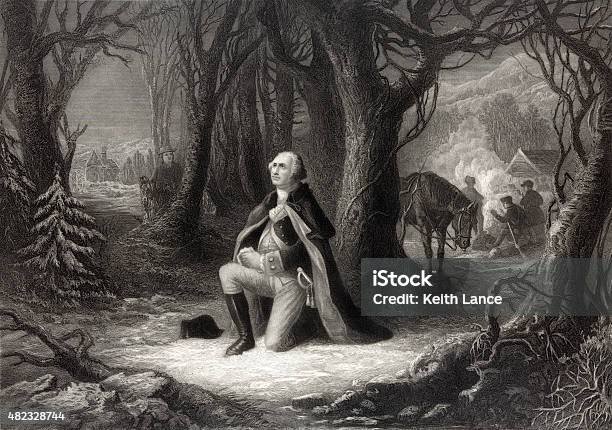 George Washington Praying Stock Photo - Download Image Now - George Washington, Praying, American Revolution