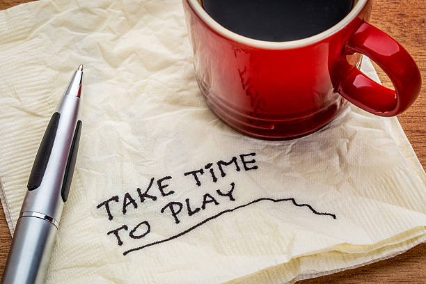 istock Take time to play advice on napkin 482329348