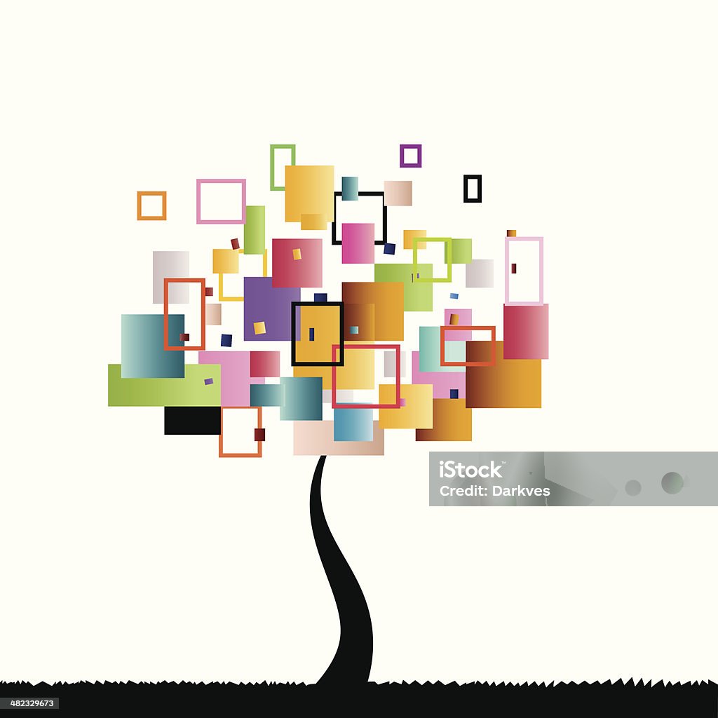 Tree Square Cartoon Graph Square Tree Stock Illustration - Download Image Now - Abstract, Blue ...