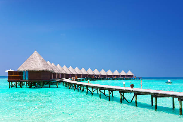 istock Island in ocean, overwater villas 482330004
