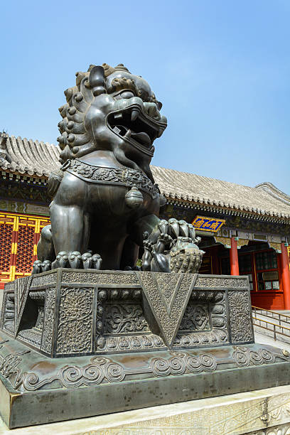 istock Copper lion, an ancient architecture in summer palace 482330214