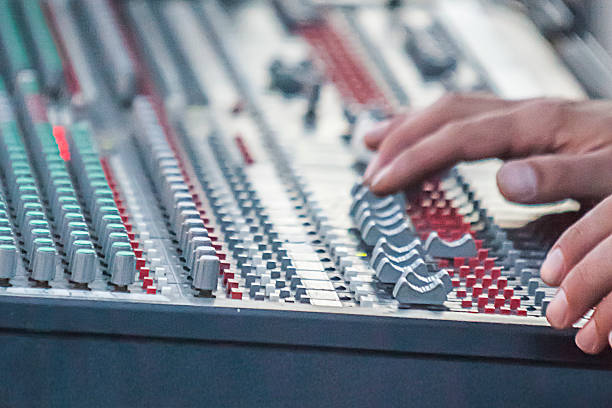 istock Professional audio mixer equipment with buttons 482330458