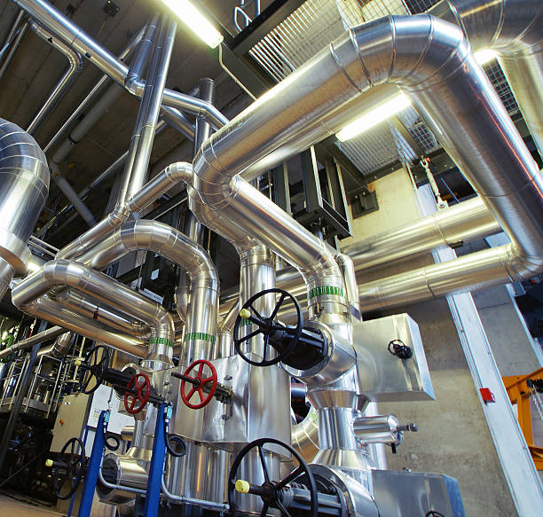 istock Industrial zone, Steel pipelines, valves and tanks 482330732