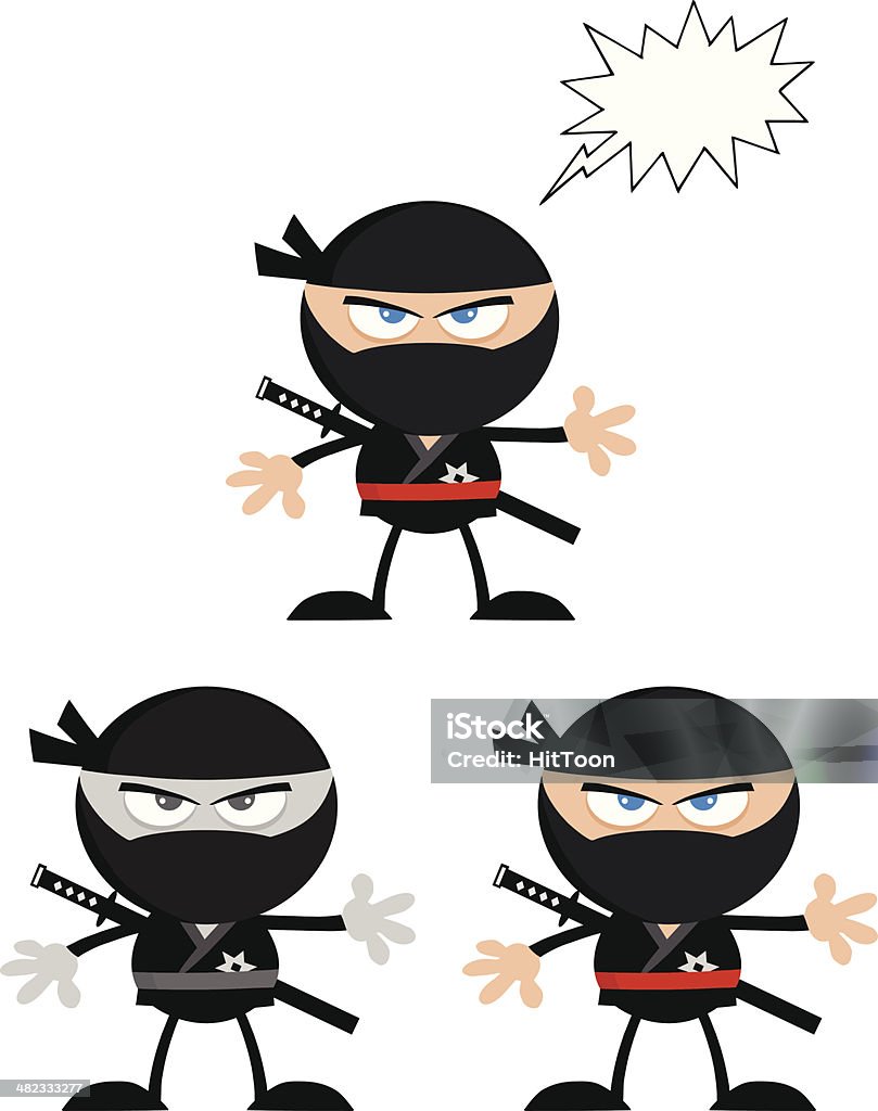 Collection of Angry Ninja - 3 Similar Illustrations: Anger stock vector