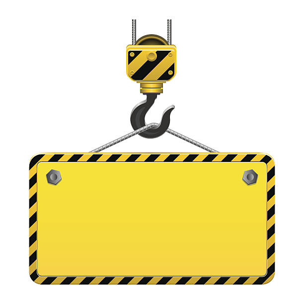 Vector Building Frame Vector Construction Board with Crane Hook isolated on white background construction zone signs stock illustrations