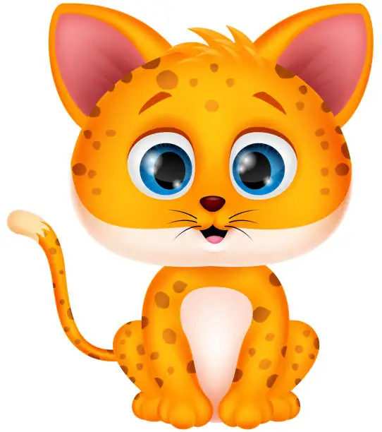 Vector illustration of Cute Cheetah cartoon