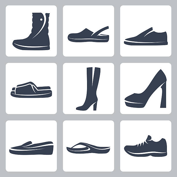 ilustrações, clipart, desenhos animados e ícones de calçados conjunto de ícones do vetor isolado - shoe high heels tall women