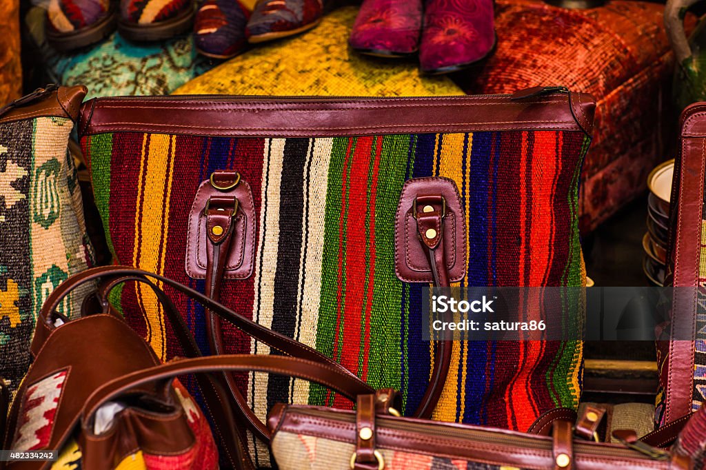 National textile bazaar in Istanbul Traditional turkish handmade gift items, Istanbul bazaar 2015 Stock Photo
