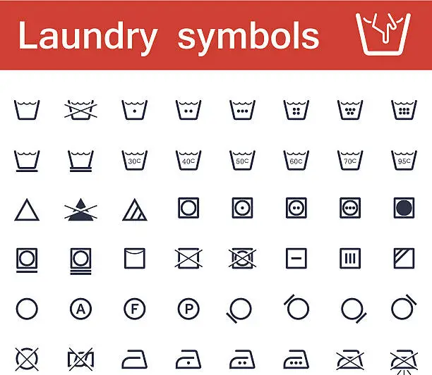 Vector illustration of Laundry and clothing symbols