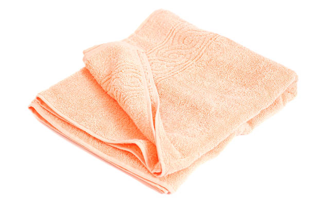 istock Pink towel isolated on white background 482335204