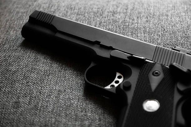 istock Close up of pistol. 11 mm or 0.45 482335976