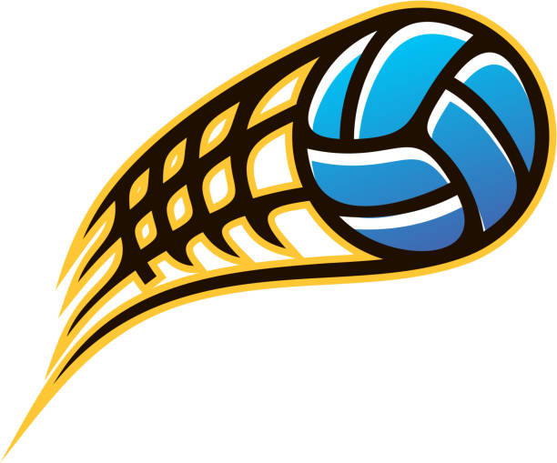 beschleunigung der ball fliegt durch die luft - strand volleyball stock-grafiken, -clipart, -cartoons und -symbole