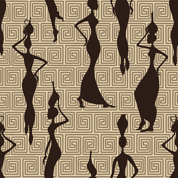 illustrations, cliparts, dessins animés et icônes de motif sans couture de femmes africaines - sensuality color image wallpaper black