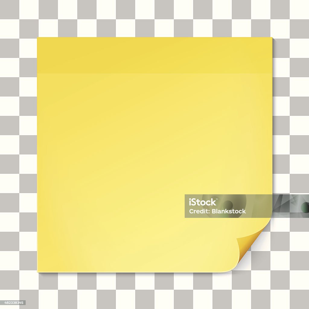 Yellow stick note on transparent texture backdrop Yellow stick note on transparent texture background. Removable self-stick note. Vector illustration. Adhesive Note stock vector