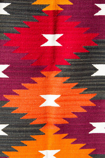 Background of colored Ecuadorian textile at the market of Otavalo in Ecuador, 2015.