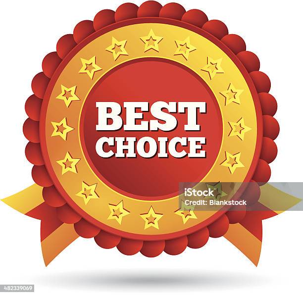 Vector Best Choice Red Label With Stars Ribbons Stock Illustration - Download Image Now - Achievement, Agreement, Award