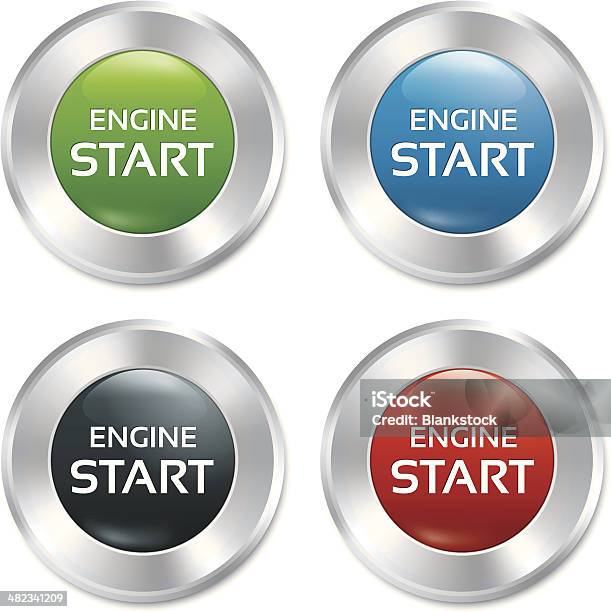 Starting Engine Graphics Start Engine Buttons Set Vector Round Stickers Stock Illustration ...