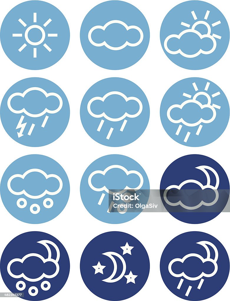 Ícones meteorológicos giros - Royalty-free Azul arte vetorial