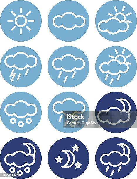 Ícones Meteorológicos Giros - Arte vetorial de stock e mais imagens de Azul - Azul, Chuva, Condições Meteorológicas