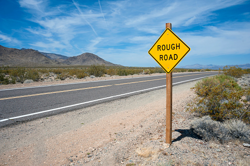 Rough Road Sign Mojave Desert