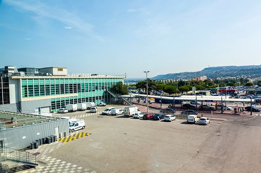 Marseille, France - July 6, 2015:  terminal of Marseille Airport in Marseille, France. It is the fifth busiest French airport by passenger traffic and third largest for cargo traffic