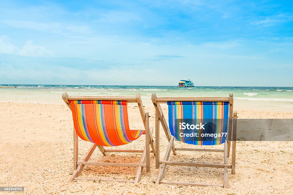 canvas chair on the beach 2015 Stock Photo