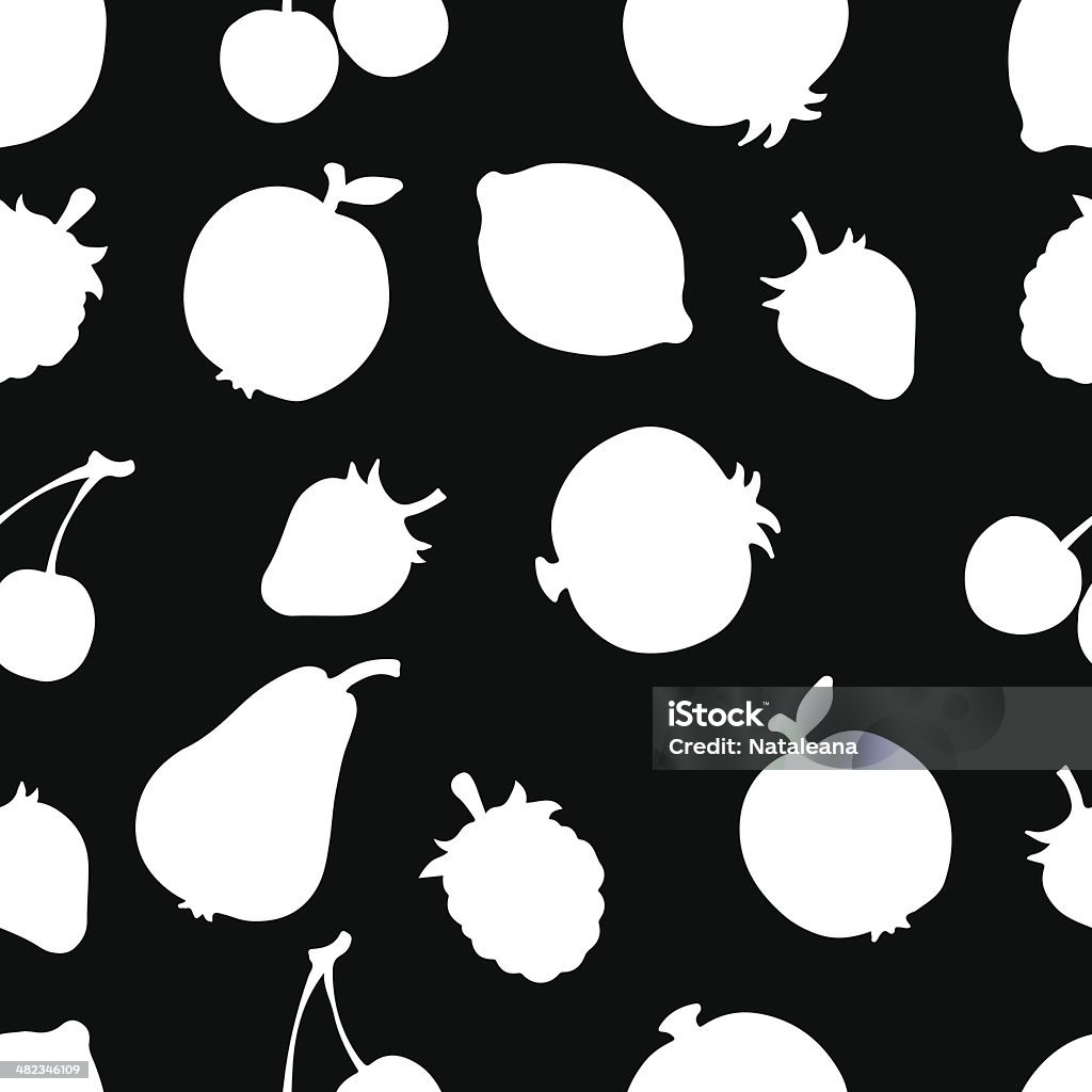 Patrón sin costuras con siluetas de frutas y bayas - arte vectorial de Abstracto libre de derechos