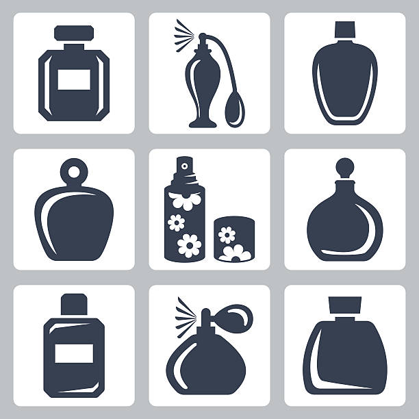 Vector isolated perfume bottles icons set vector art illustration