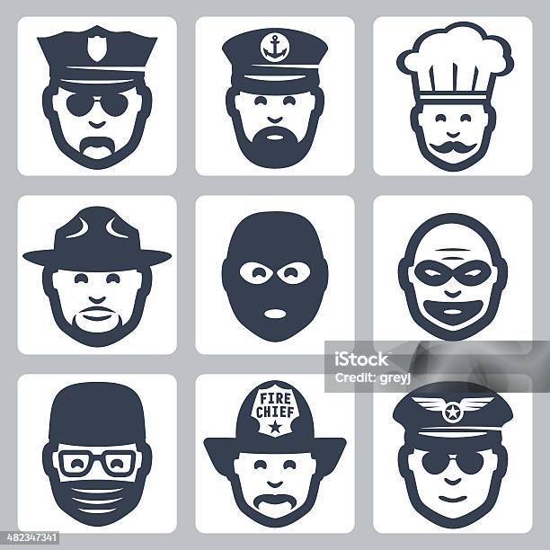 Vector Profession Icons Set 3 Stock Illustration - Download Image Now - Adult, Avatar, Beard