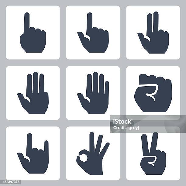 Vector Hands Icons Set Stock Illustration - Download Image Now - Peace Sign - Gesture, OK Sign, In Silhouette