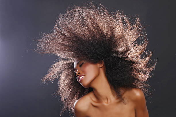 Spinning African American Black Woman With Big Hair stock photo